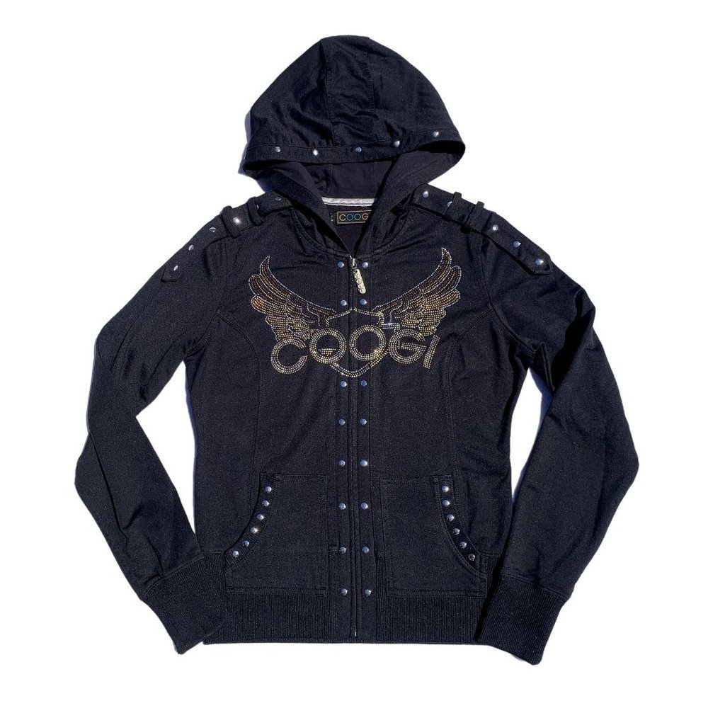 Coogi Women's Hoodie Black Stud Medium Authentic